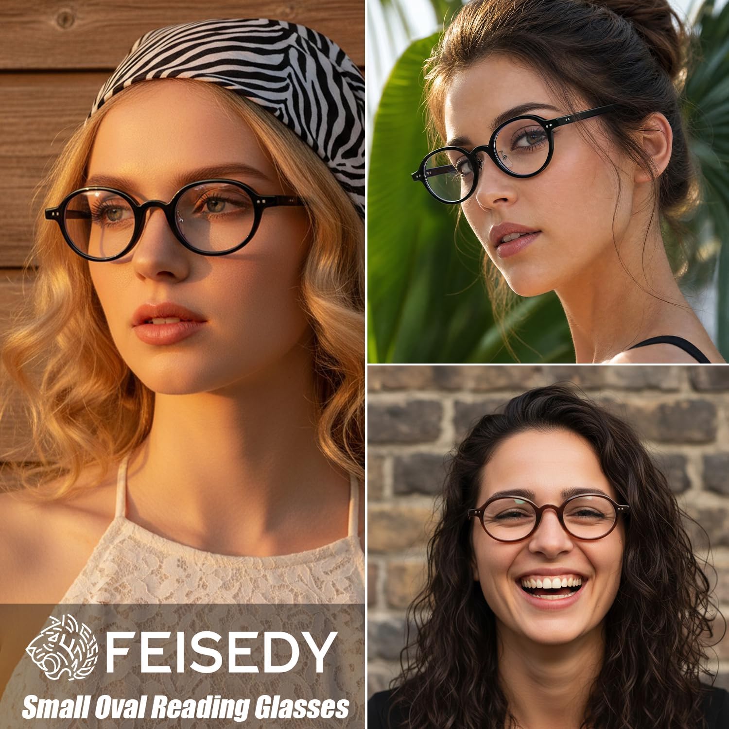 商品图片 4 | B0GZPJSP52 | FEISEDY Retro Small Oval Reading Glasses for Men Women Blue Light Blocking Computer Readers B1663