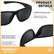 ÉÌƷͼƬ 5 | B0FD3DG91N | FEISEDY Polarized Sunglasses Readers - UV400 Protection, Wrap Sports, Outdoor Reading Sunglasses - Fishing Driving B2379