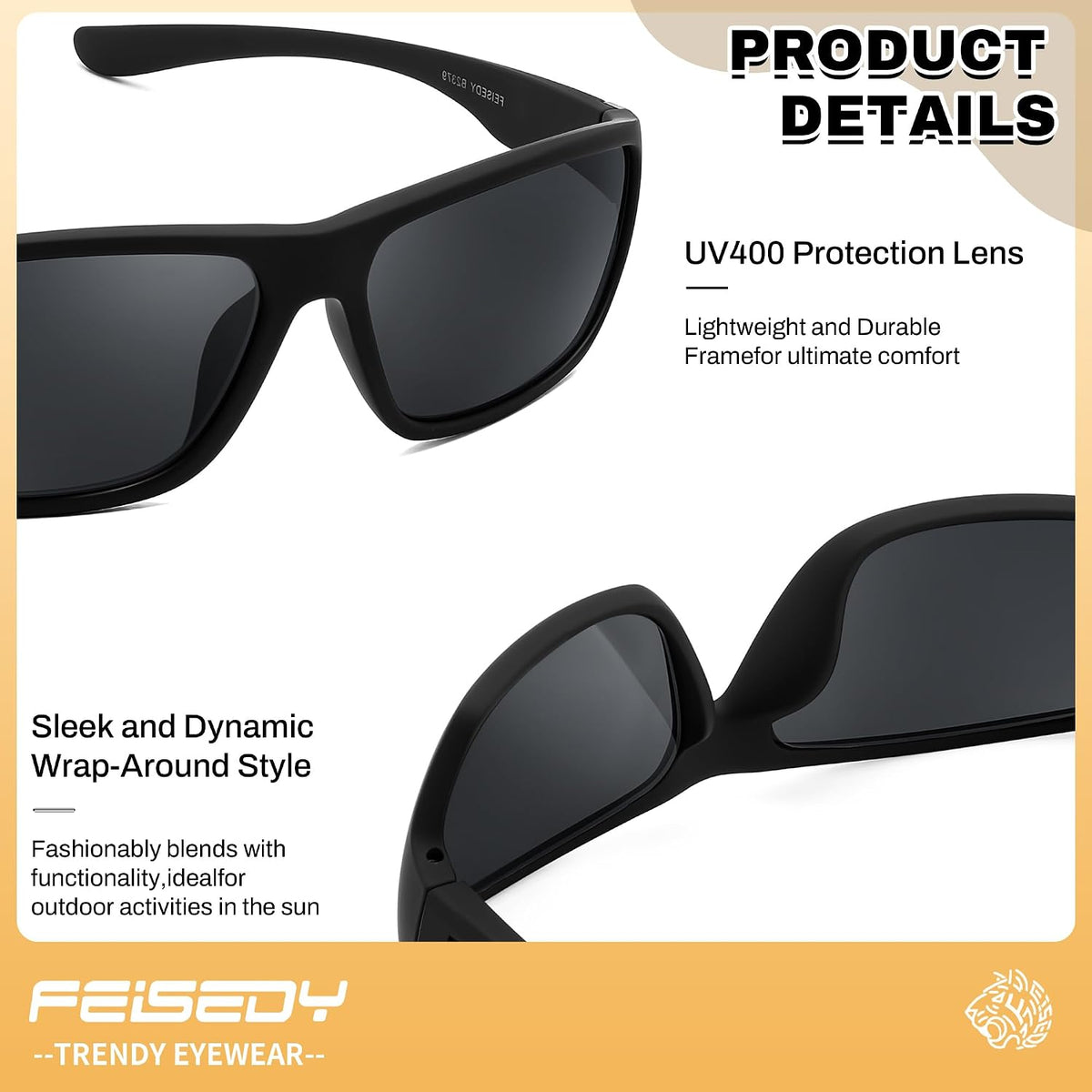 ÉÌƷͼƬ 5 | B0FD3DG91N | FEISEDY Polarized Sunglasses Readers - UV400 Protection, Wrap Sports, Outdoor Reading Sunglasses - Fishing Driving B2379