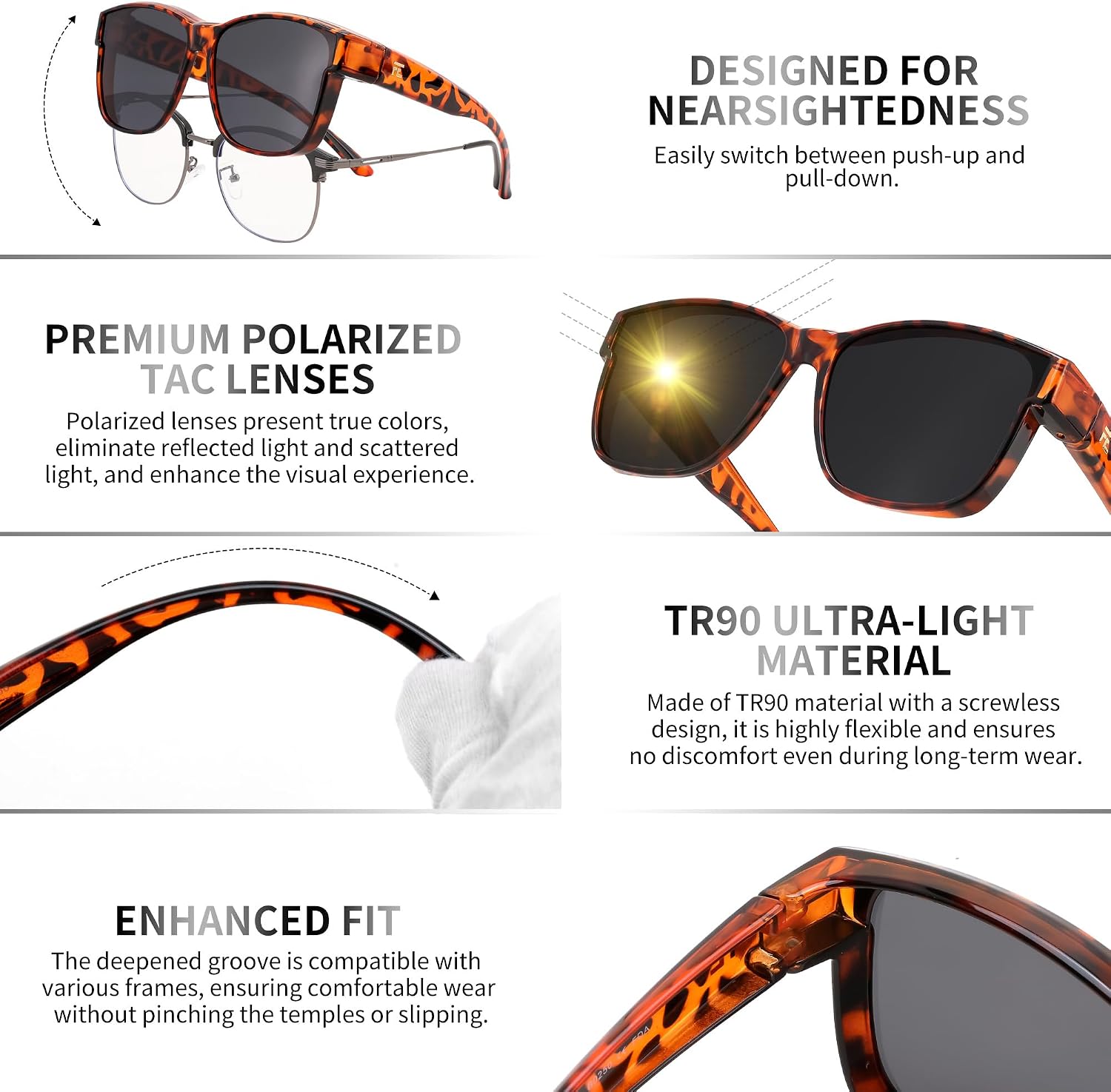 商品图片 10 | B0GQH1CMTJ | FEISEDY Fit Over Glasses Polarized Sunglasses Oversized Square UV400 B0250