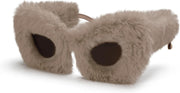 Champagne / 70 Millimeters | B0BB1Z2HWP | FEISEDY Sunglasses Women Plush Fuzzy Soft Velvet Party Masquerade B2877