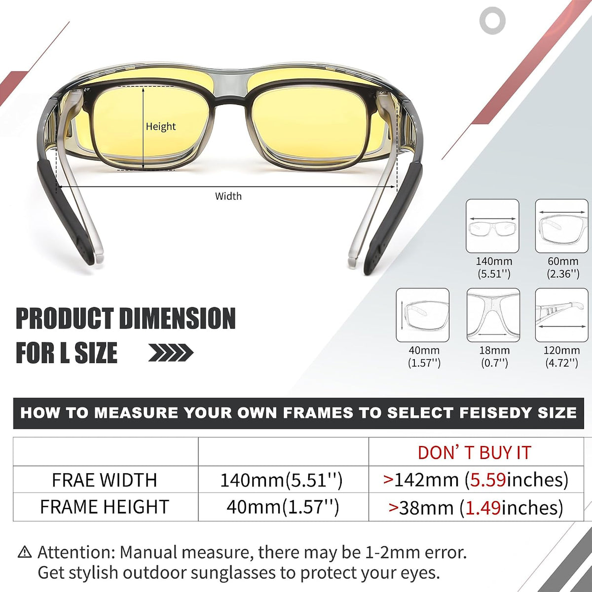 ÉÌƷͼƬ 38 | B089YRDYMP | FEISEDY Polarized Fit Over Glasses Sunglasses Men Women Wrap Around B2593
