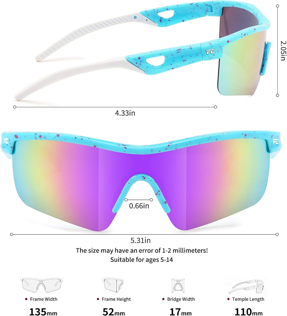 ÉÌƷͼƬ 159 | B07JZ18KMZ | FEISEDY Kids Polarized Sports Sunglasses, TR90 UV400 Baseball Cycling