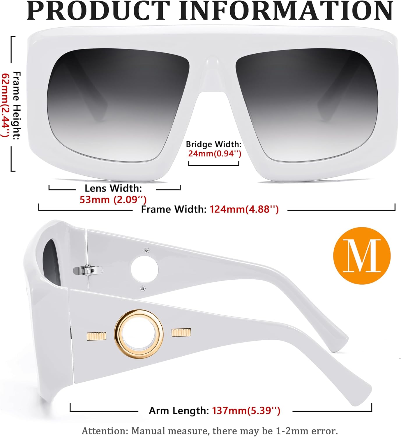 商品图片 18 | B0CYX6Y87W | FEISEDY Retro Oversized Avaitor Sunglasses for Women Men Bold Thick Frame Flat Top Shades B0126