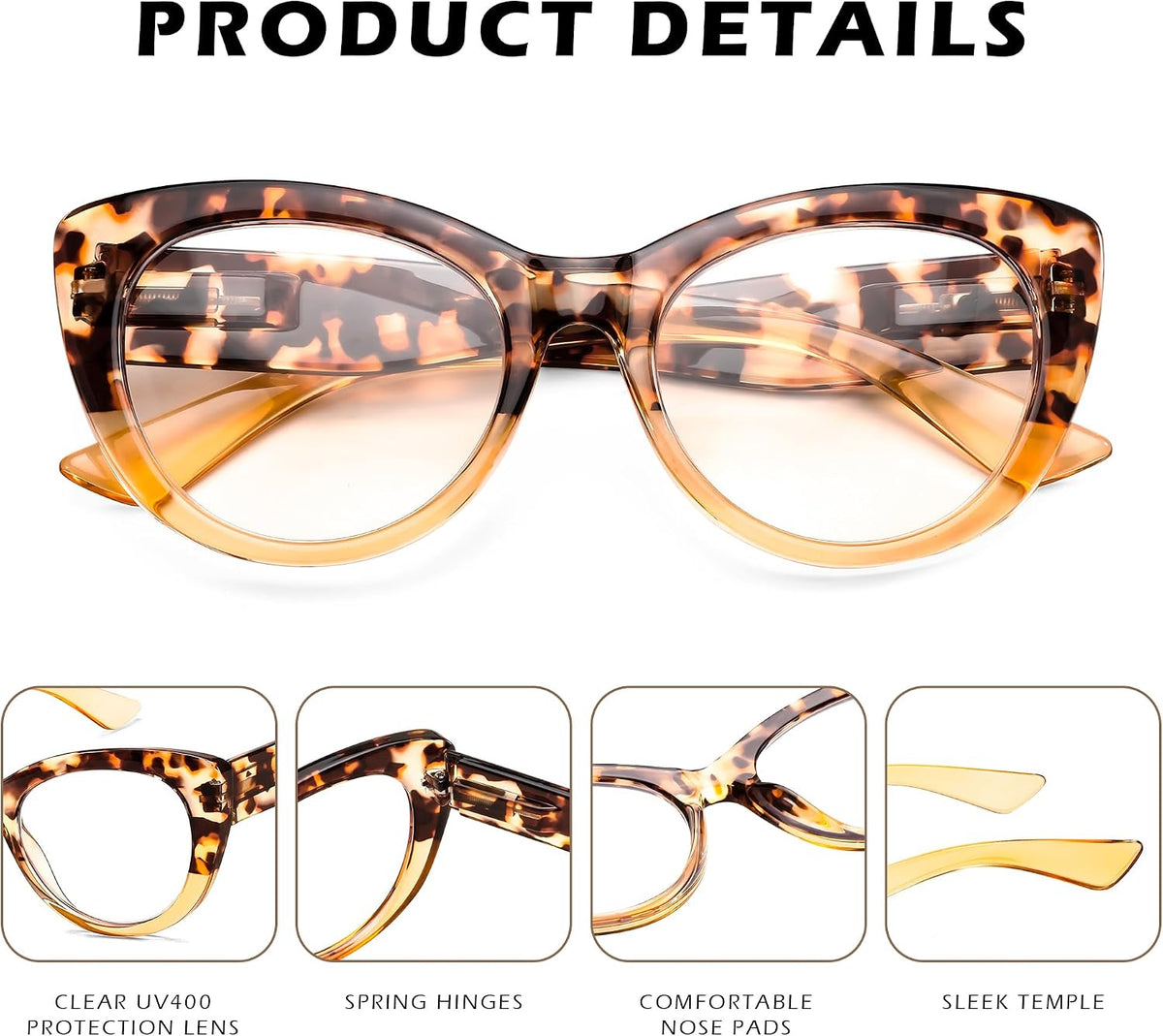 商品图片 12 | B0DFPWRH8W | FEISEDY Cat-Eye Blue Light Reading Glasses for Women Thick Fashion Anti- Glare Digital Eyestrain Readers B0230