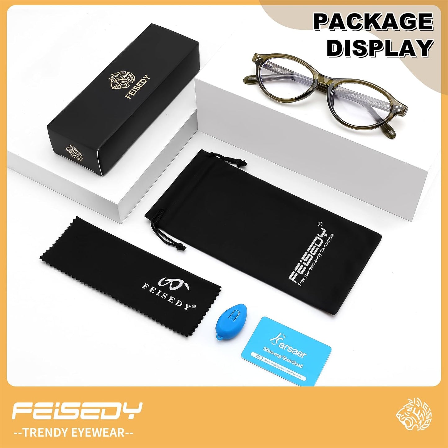 商品图片 19 | B0GV3QRRGW | FEISEDY Oval Cat Eye Blue Light Blocking Glasses for Women Clear Lens B0395