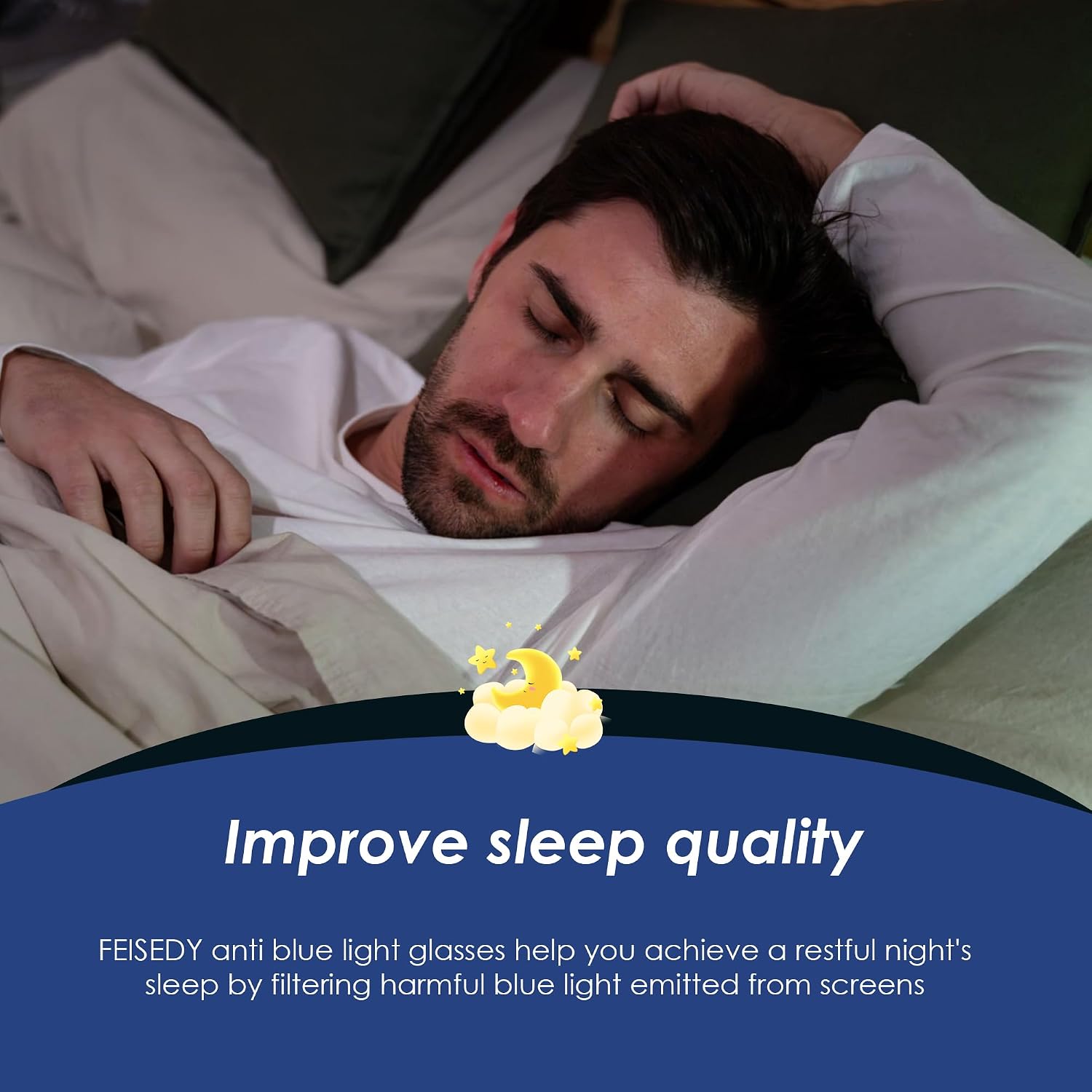 商品图片 4 | B0DGGGNMY1 | FEISEDY Fitover Blue Light Glasses Computer Gaming Eyeglasses for Better Sleep Anti Glare Nighttime Eye Wear B1228