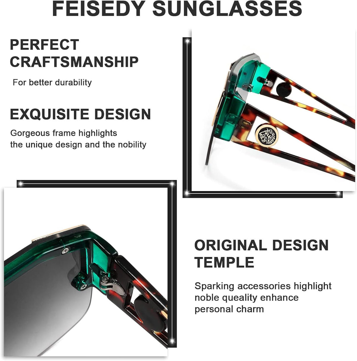 ÉÌƷͼƬ 5 | B09L4V27YS | FEISEDY Square Oversized Sunglasses for Men Women Flat Top B2765