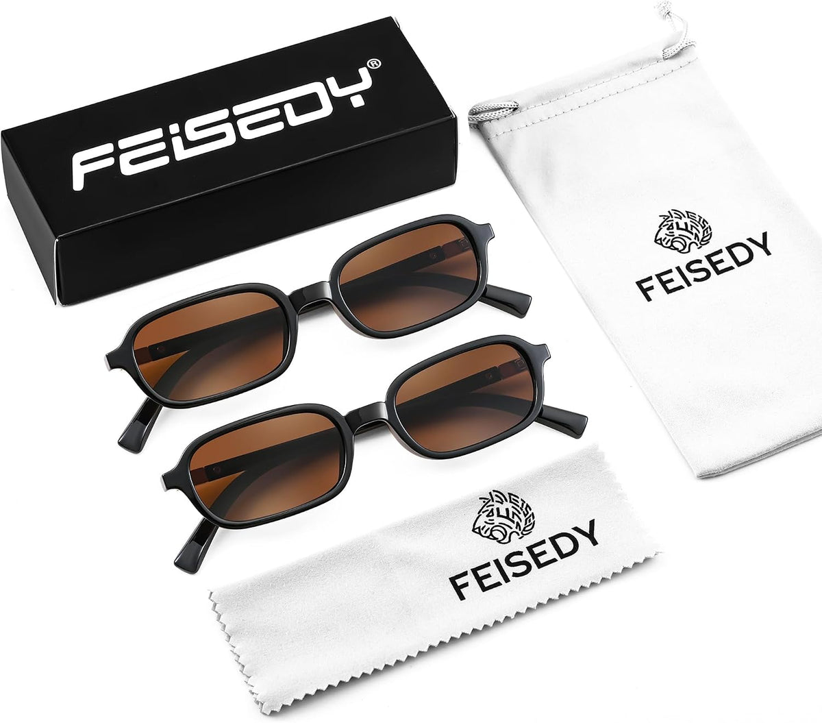 ÉÌƷͼƬ 43 | B0DX1678RX | FEISEDY Retro Rectangular Sunglasses for Women Men 90s Small Vintage Fashion Square Sunnies B0282