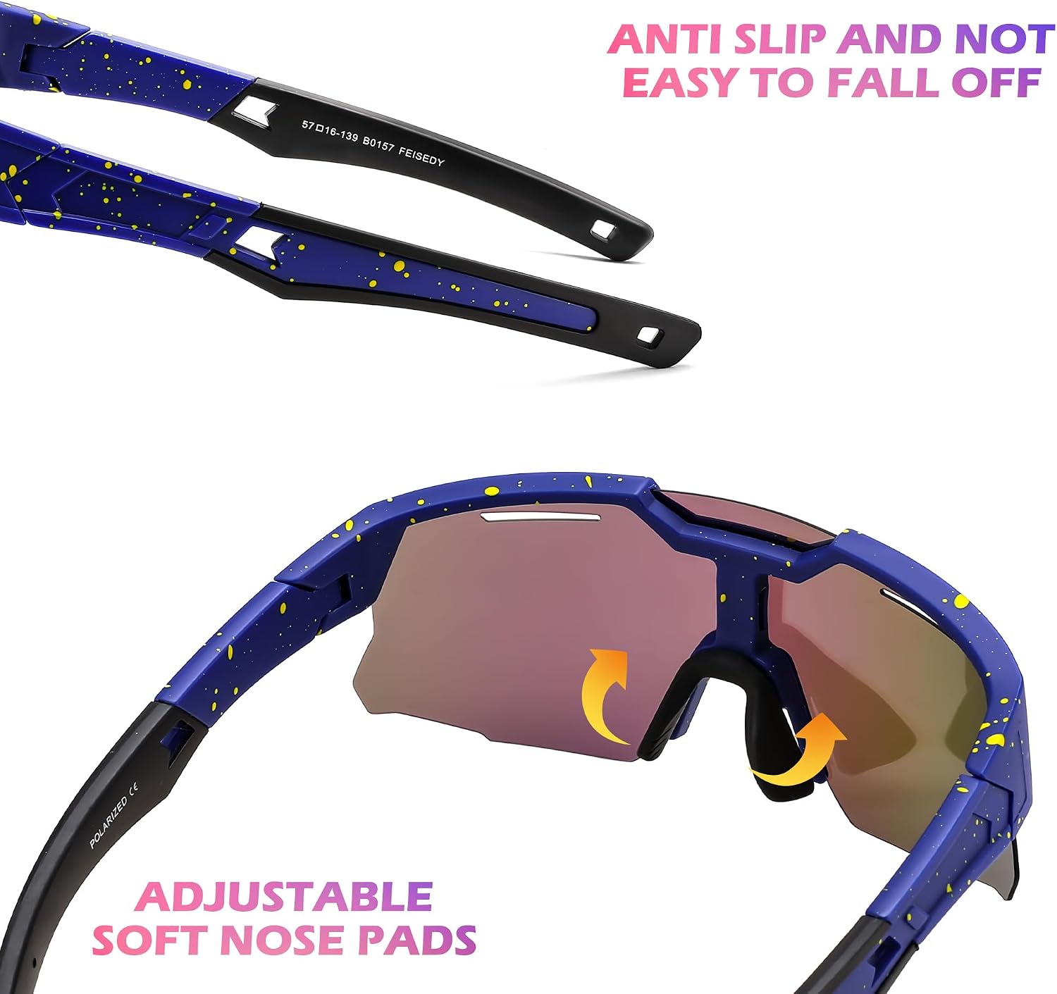 商品图片 54 | B0D78P6WRV | FEISEDY Kids Teens Baseball Polarized Sunglasses Sports Cycling Glasses for Youth Boys Girls Age 8-16 B0157