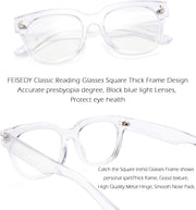 ÉÌƷͼƬ 11 | B0DBQFZT73 | FEISEDY Retro Square Thick Big Frame Blue Light Blocking Reading Glasses Anti Glare Digital Eyestrain Reader B2523