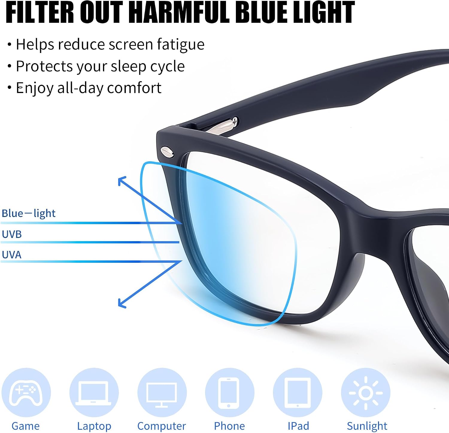 商品图片 16 | B0GKNCMTFX | FEISEDY Blue Light Blocking Photochromic Glasses UV400 Protection B1264