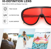ÉÌƷͼƬ 66 | B085PPHWTZ | FEISEDY Retro Oversized Sunglasses Women Men One Piece Frame B2580