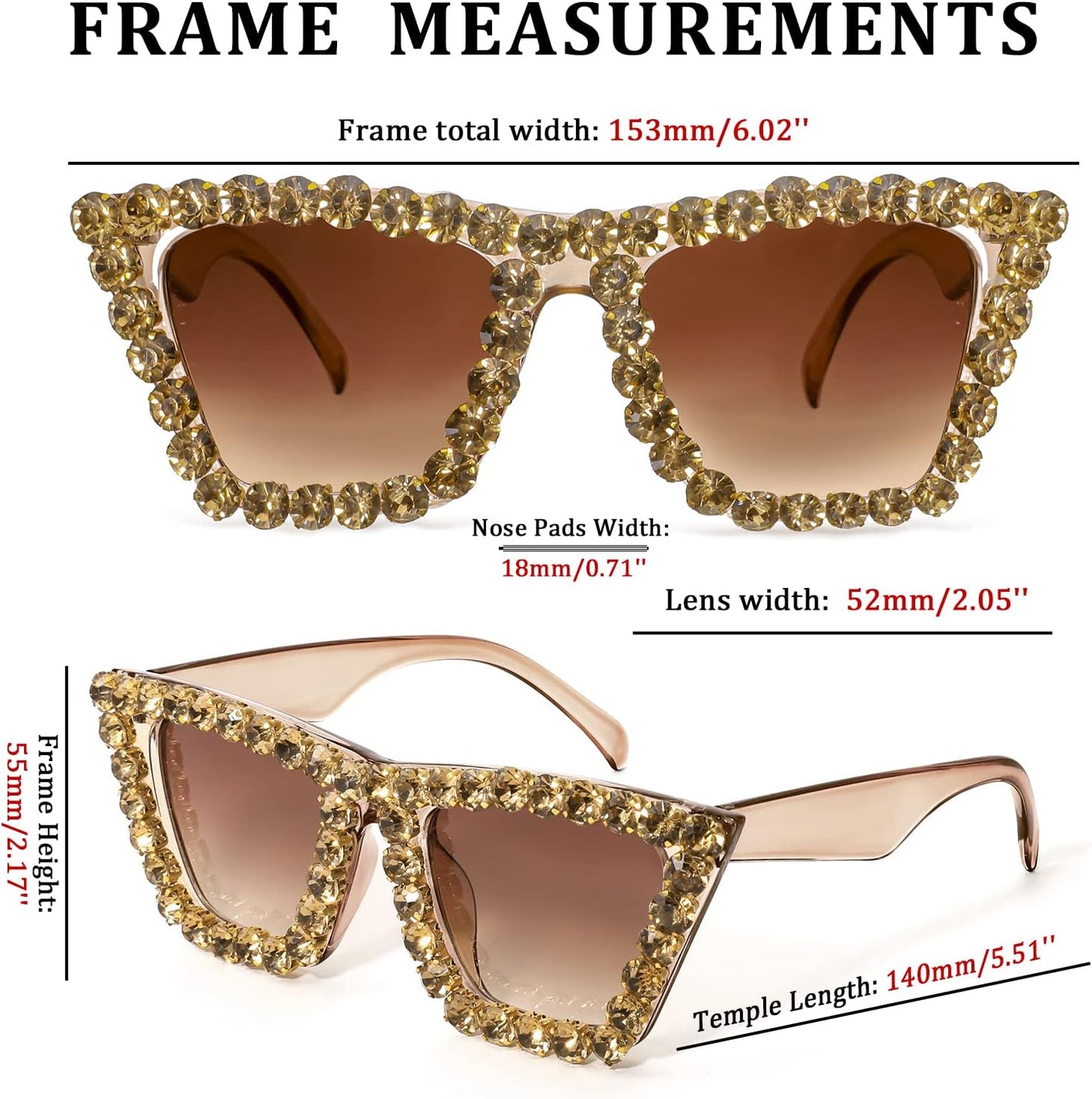 商品图片 29 | B09V7X56D4 | FEISEDY Women Crystal Square Cat Eye Sunglasses Sparkling Trendy Retro Cateye Sunglasses B2898
