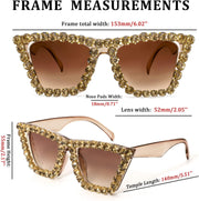 ÉÌƷͼƬ 29 | B09V7X56D4 | FEISEDY Women Crystal Square Cat Eye Sunglasses Sparkling Trendy Retro Cateye Sunglasses B2898