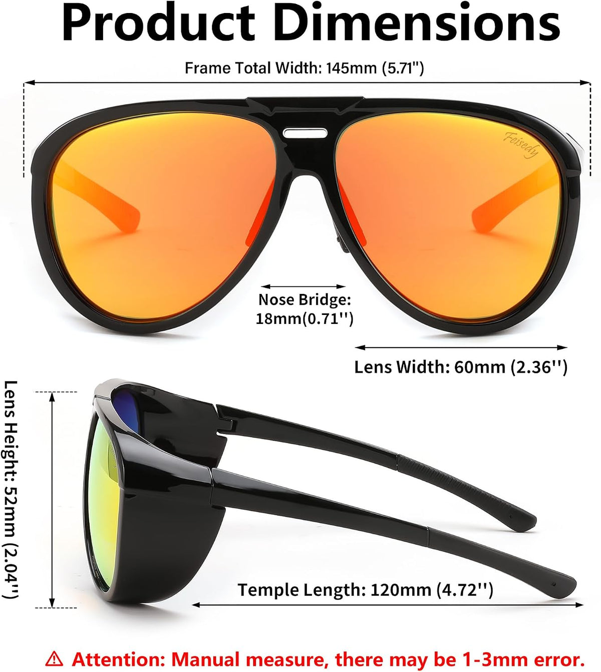 ÉÌƷͼƬ 38 | B0CT5M1L9R | FEISEDY Polarized Aviator Sunglasses Men Women Oversized Round Steampunk Sunglasses Side Shield Goggles B0095