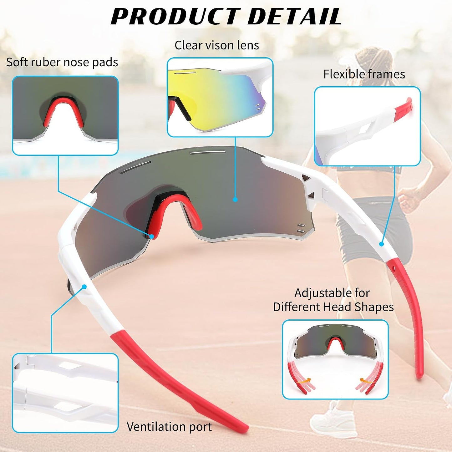 商品图片 11 | B0DB5PJ1BJ | FEISEDY Cycling Glasses Sports Sunglasses for Men Women, Youth Kids Baseball Softball Running Sunglasses B0223