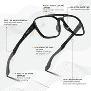 ÉÌƷͼƬ 5 | B0DR831C71 | FEISEDY Sports Blue Light Glasses for Men Lightweight Anti Slip Running Cycling Square Glasses Computer Eyeglasses B0156