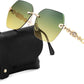 商品图片 49 | B083VRLS2Q | FEISEDY Classic Rimless Sunglasses Women Metal Frame Diamond Cutting Lens Sun Glasses B2567