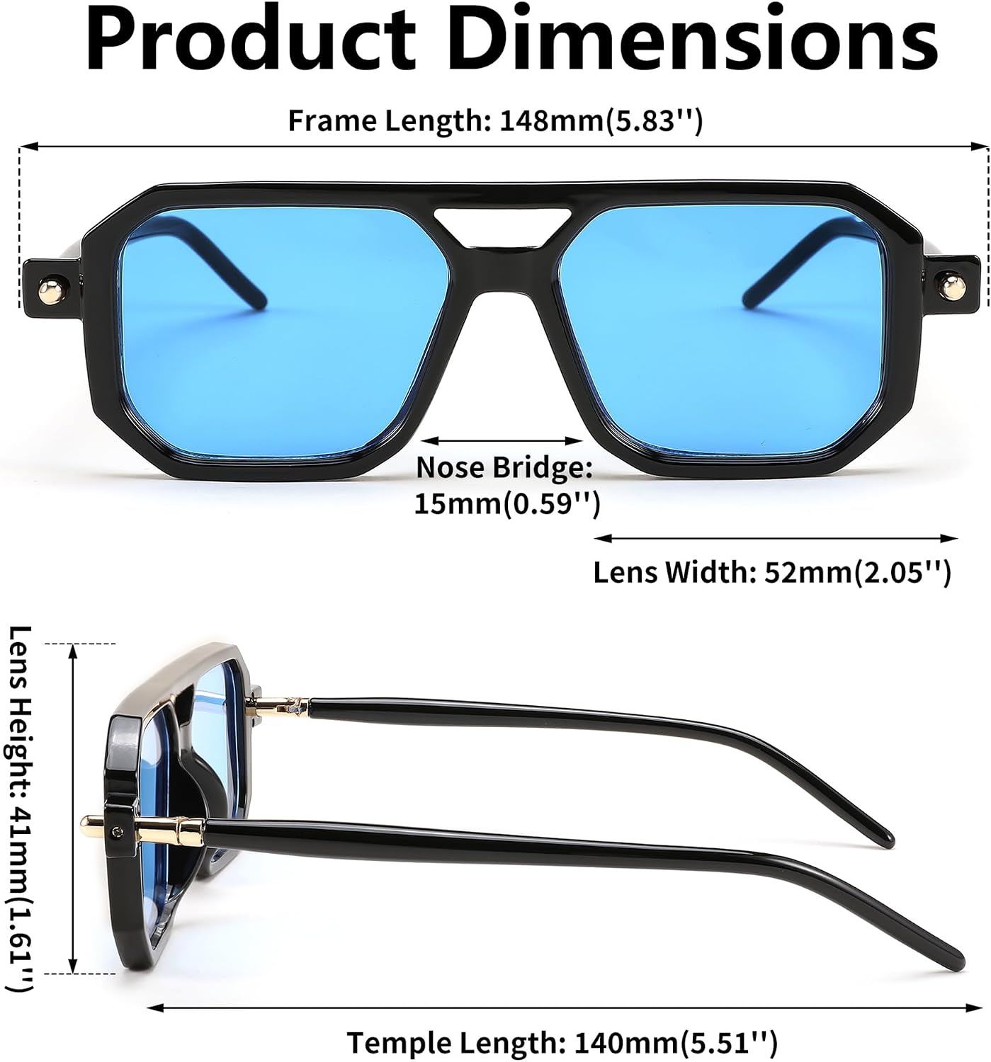 商品图片 126 | B09YTJ4FQZ | FEISEDY Vintage Square 70s Flat Aviator Sunglasses Women Men Classic Retro Stylish Frame UV400 Sunglasses B2622