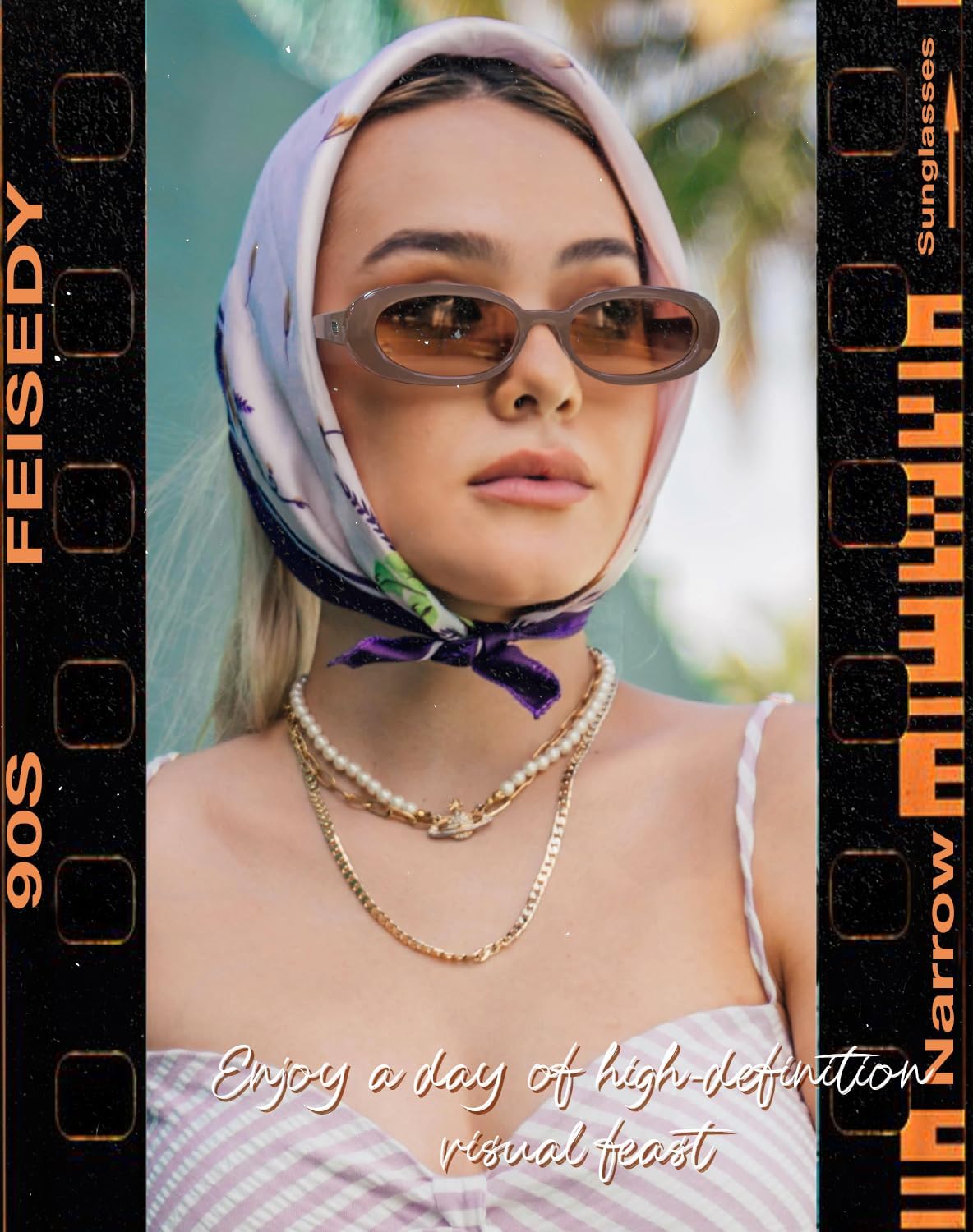 ÉÌƷͼƬ 87 | B0DTHVTKB5 | FEISEDY Retro Oval Sunglasses for Women 90s Narrow Round Lightweight Shades Y2k Trendy Sunnies B1171