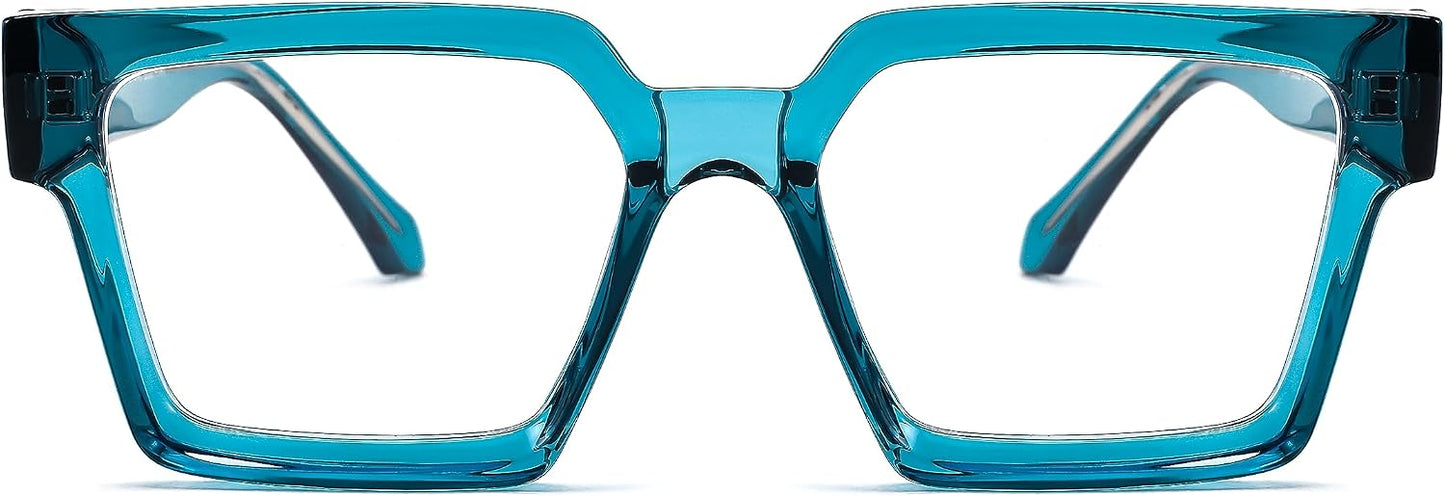 商品图片 3 | B0CDBH37B5 | FEISEDY Oversized Blue Light Glasses for Women Men TR90 Retro Square Anti Eyestrain Glasses Rectangle Fashion Frame B0037