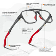 ÉÌƷͼƬ 22 | B0DR831C71 | FEISEDY Sports Blue Light Glasses for Men Lightweight Anti Slip Running Cycling Square Glasses Computer Eyeglasses B0156