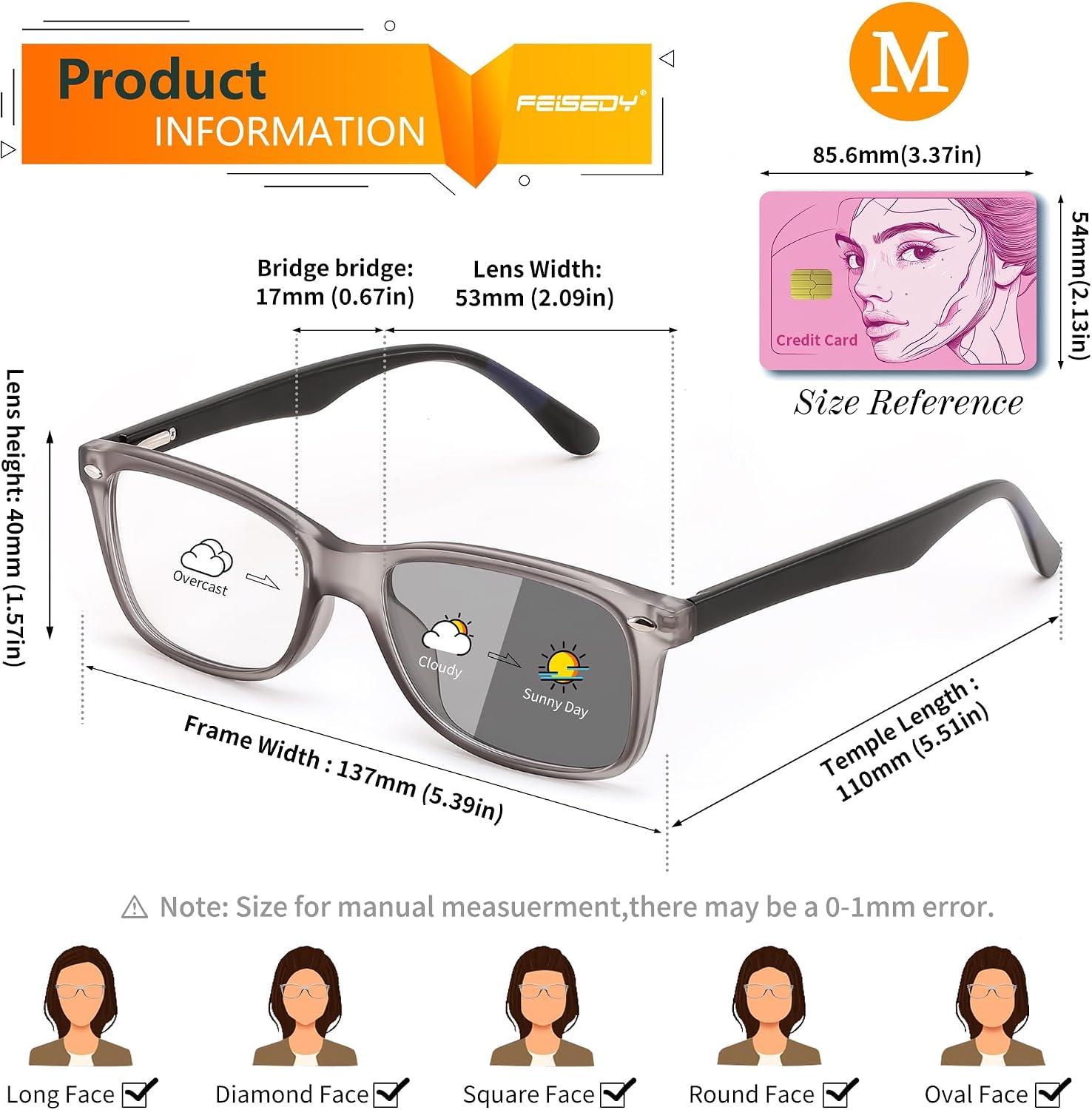商品图片 29 | B0GKNCMTFX | FEISEDY Blue Light Blocking Photochromic Glasses UV400 Protection B1264