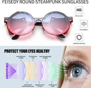 ÉÌƷͼƬ 11 | B0CZDVFVSJ | FEISEDY Retro Round Steampunk Sunglasses Women Men Vintage Eyewear Metal Frame Leatherwear B0140