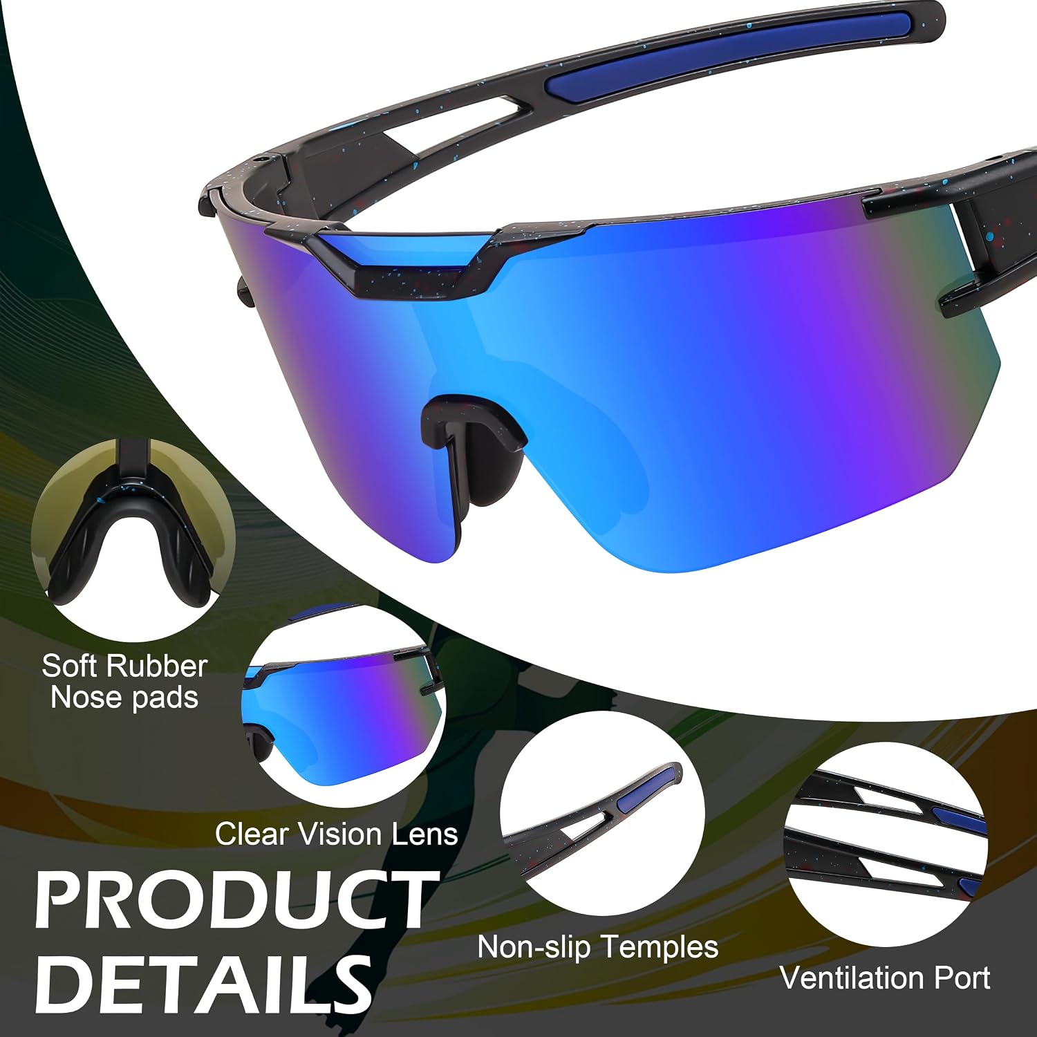 商品图片 28 | B0DBVLTVQD | FEISEDY Kids Sunglasses Youth Baseball Sun Glasses, UV400 Sports Cycling Softball Sunglasses for Adult Boys Girls B0227