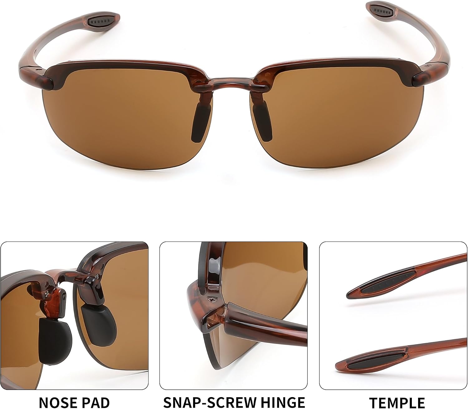 商品图片 10 | B0FY1FT8ZN | FEISEDY Sports Sunglasses for Men Women TR90 Rimless Frame for Running Fishing Driving B0349
