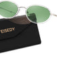 Silver Frame + Green Lens / 52 Millimeters | B0GX9C1GTL | FEISEDY Polarized Oval Metal Sunglasses for Women Men Classic Retro B0439