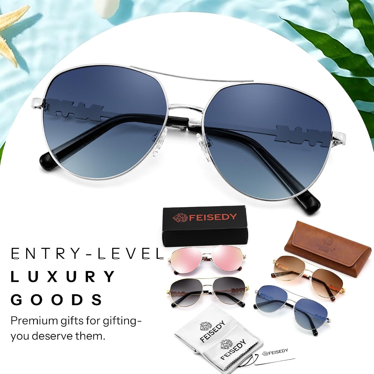 商品图片 27 | B0H4QPVJY6 | FEISEDY Retro Aviator Sunglasses for Women Men UV400 Shades B0409