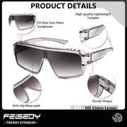 ÉÌƷͼƬ 15 | B0FWBV3SMZ | FEISEDY Oversized Square Fit Over Glasses Sunglasses for Men Women B0332