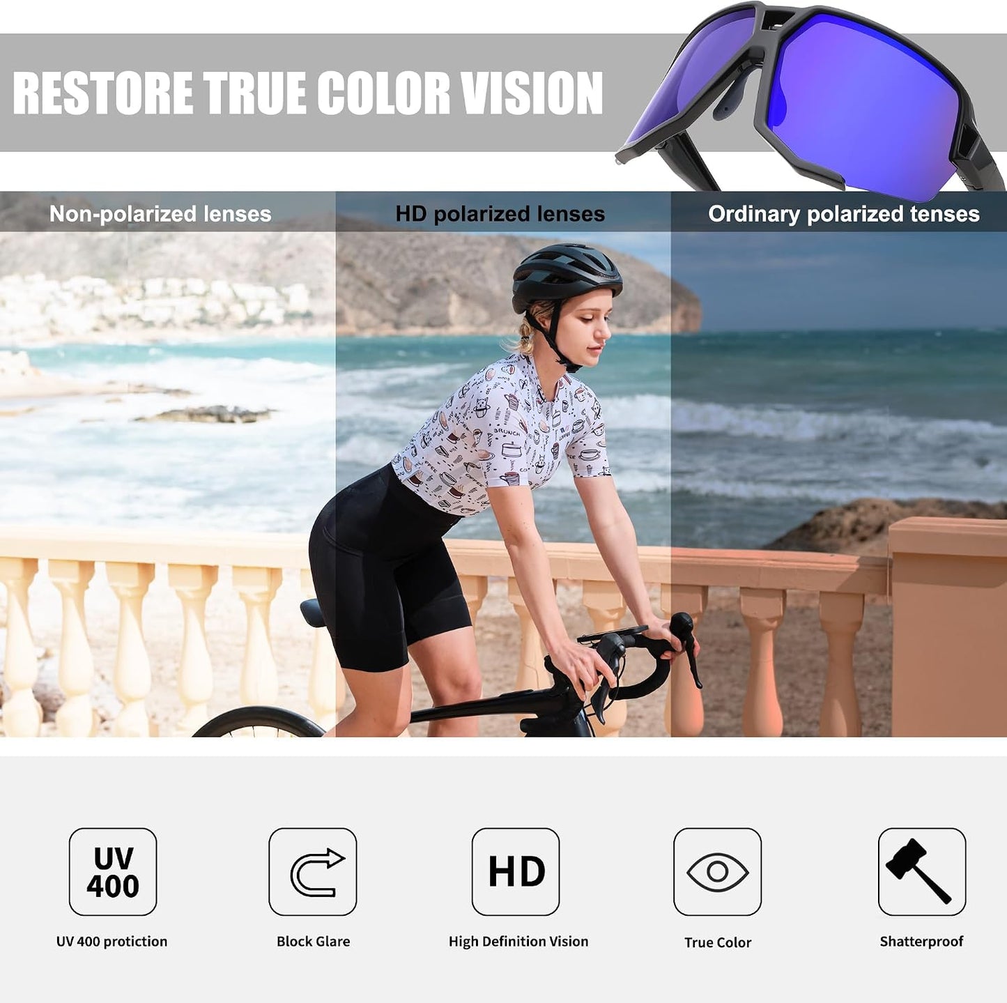 商品图片 25 | B0DN1MVJHV | FEISEDY Polarized Cycling Glasses Sports Sunglasses for Women Men Youth, Running Hiking Baseball Glasses B0215