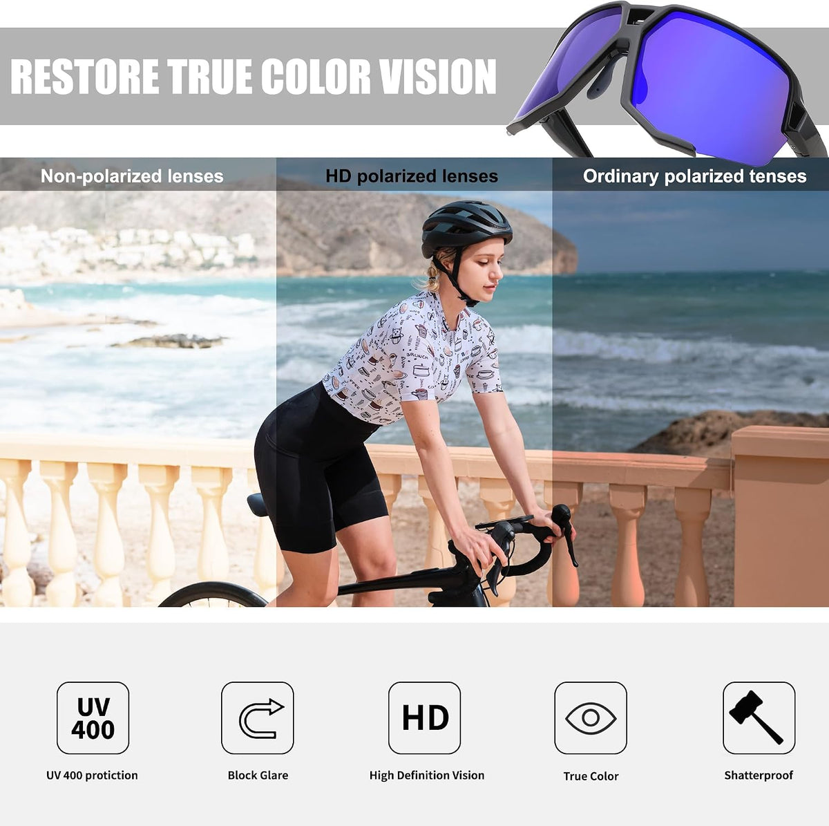 ÉÌƷͼƬ 25 | B0DN1MVJHV | FEISEDY Polarized Cycling Glasses Sports Sunglasses for Women Men Youth, Running Hiking Baseball Glasses B0215
