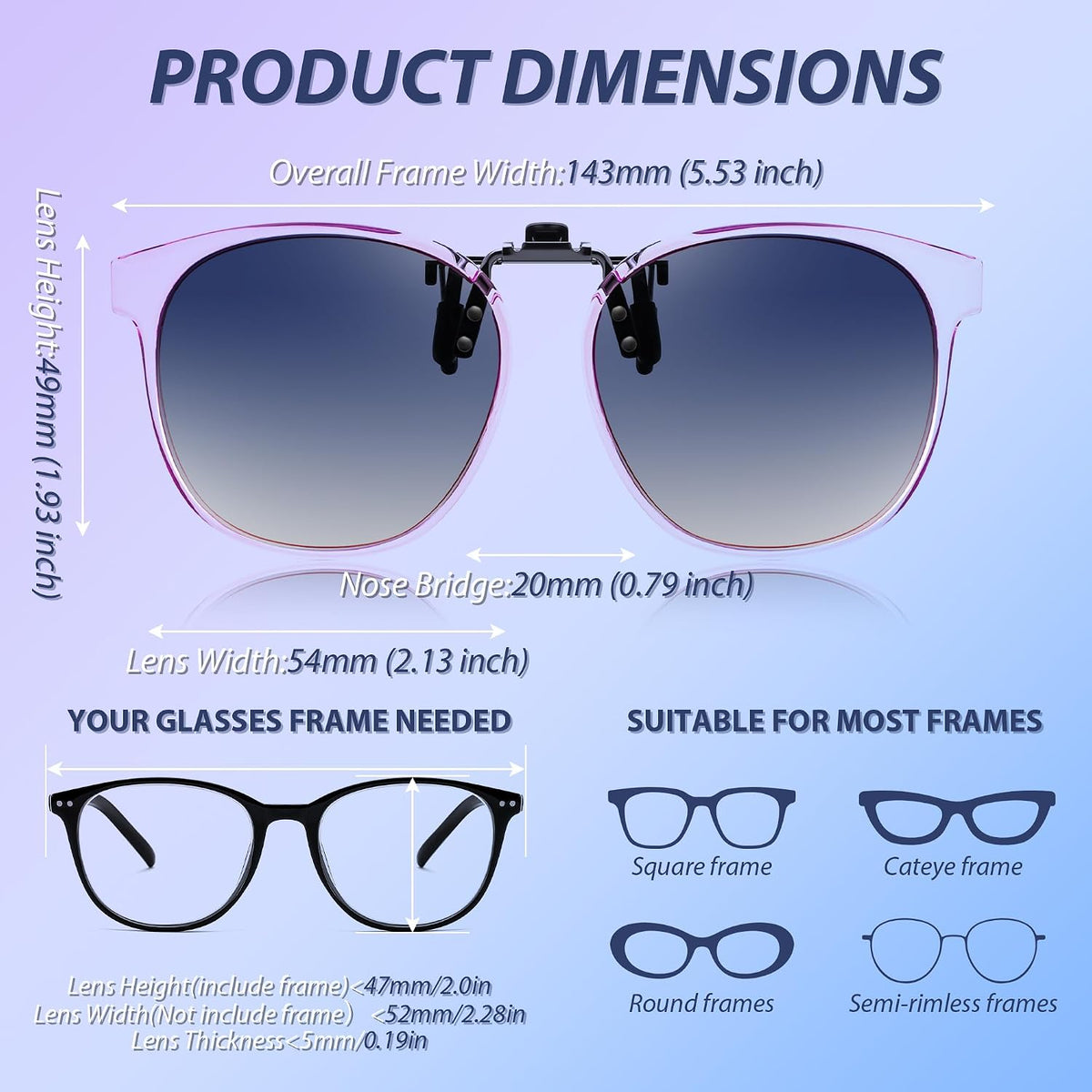 商品图片 20 | B0HDSX3PVB | FEISEDY Polarized Flip-Up Clip On Sunglasses Over Prescription B0486