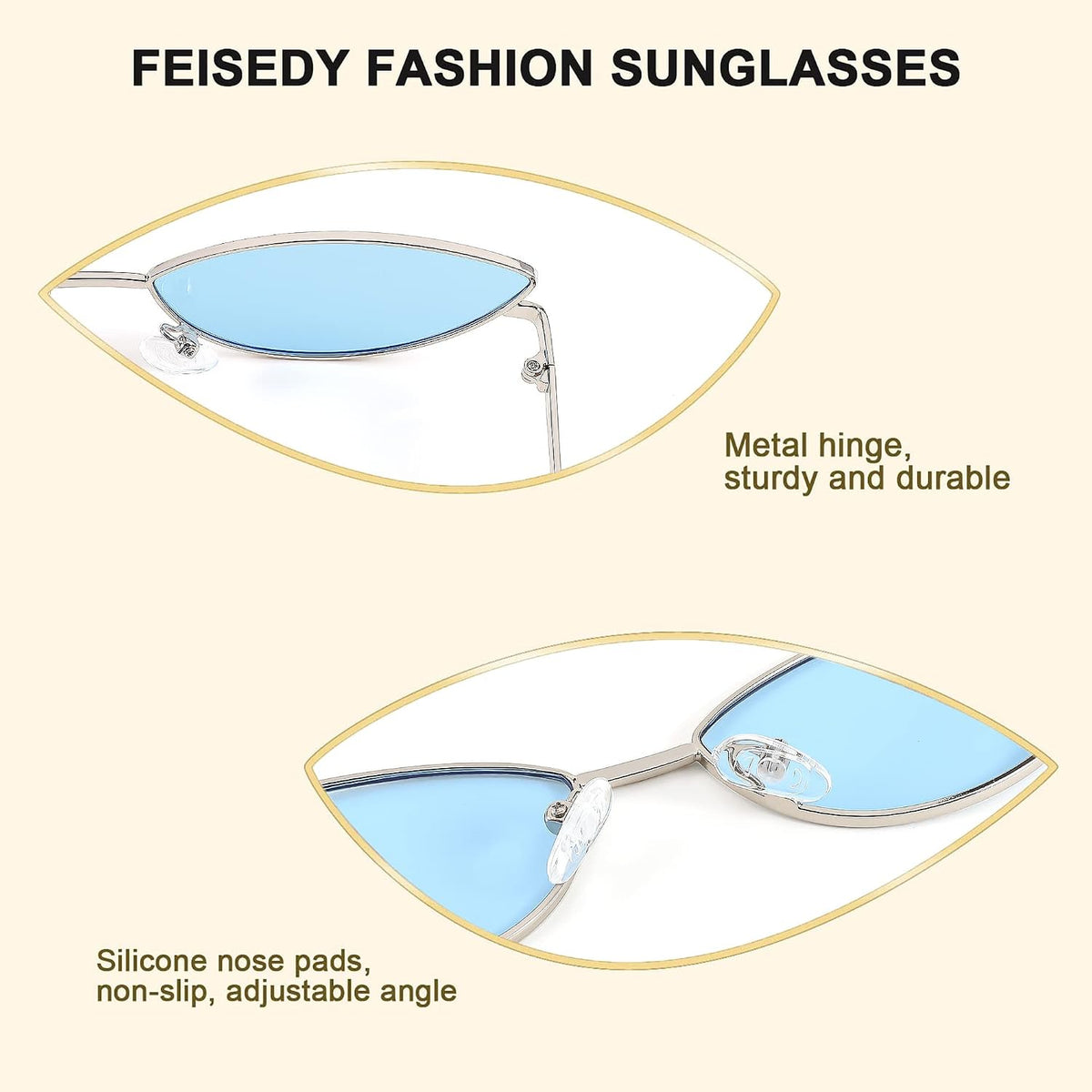 ÉÌƷͼƬ 49 | B0CNZ29R9R | FEISEDY Y2K Sunglasses for women Men Fashion Cateye Designer B2298