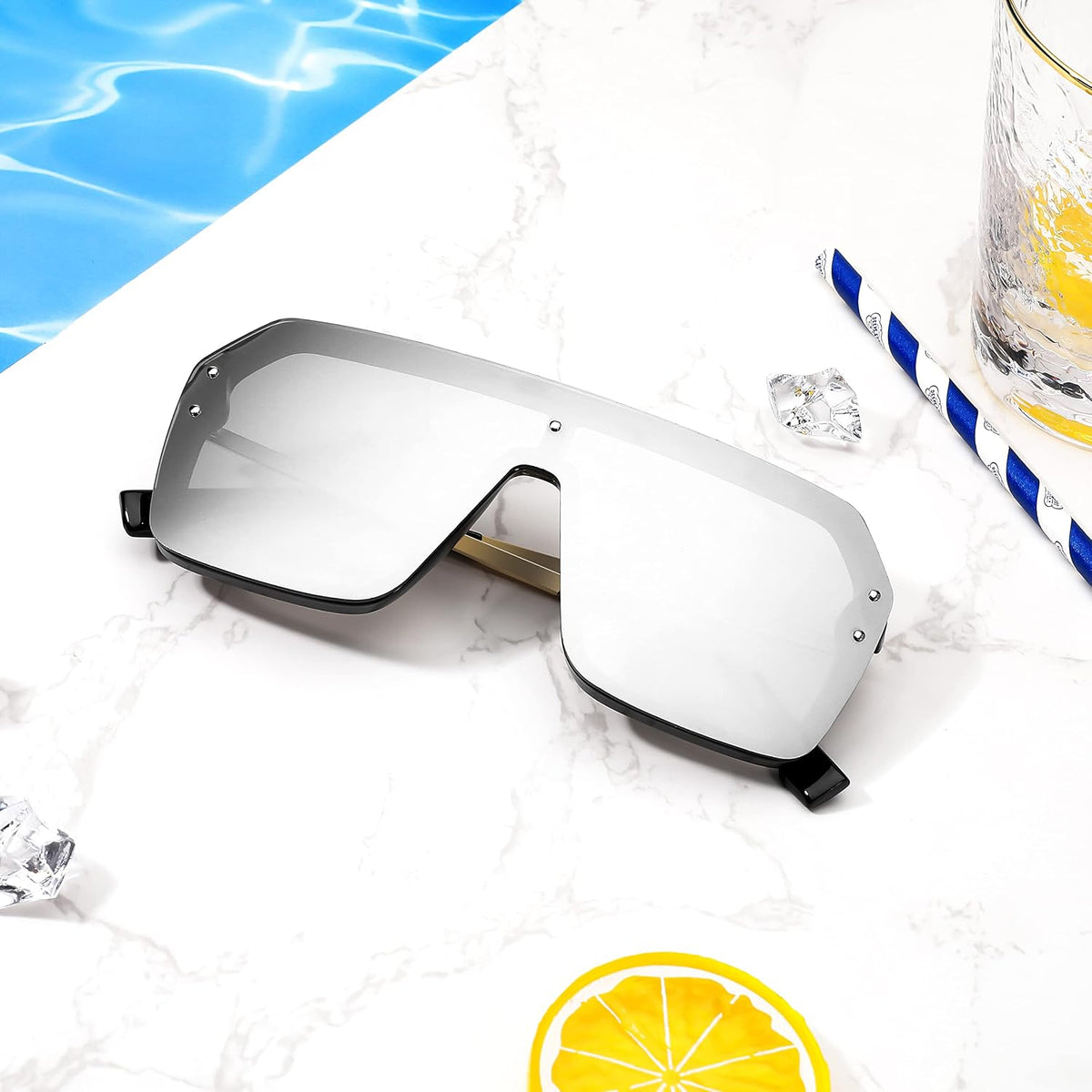 ÉÌƷͼƬ 53 | B0854JYPB2 | FEISEDY Classic Siamese One Piece Sunglasses Nice Rimless Stylish Retro Design for Women Men B2574