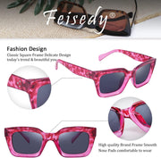 ÉÌƷͼƬ 38 | B07MNGNLNT | FEISEDY Classic Women Sunglasses Fashion Thick Square Sun Glasses B2471