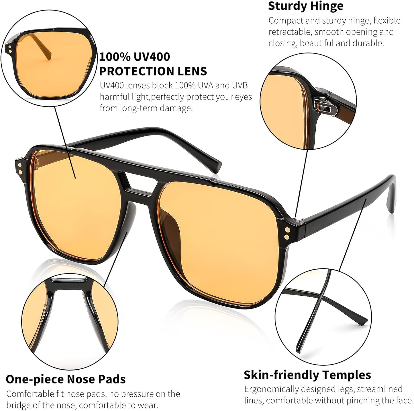 商品图片 50 | B09J8999GR | FEISEDY Retro Square Aviator Sunglasses Women Men 70s Vintage Trendy Plastic Frame Sun Glasses B2835
