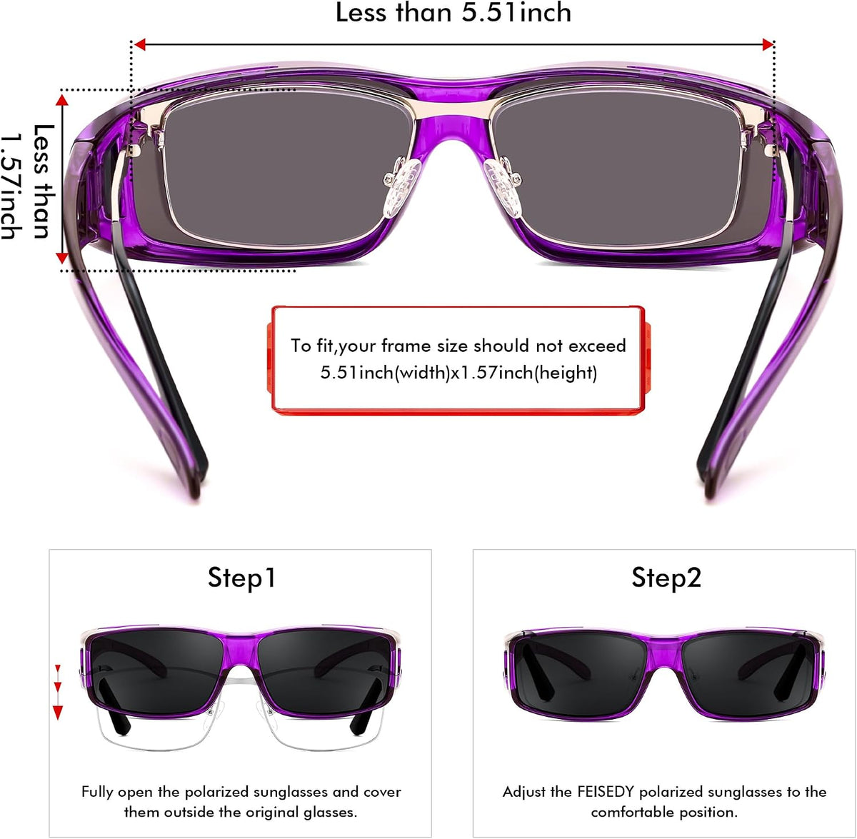 ÉÌƷͼƬ 75 | B089YRDYMP | FEISEDY Polarized Fit Over Glasses Sunglasses Men Women Wrap Around B2593