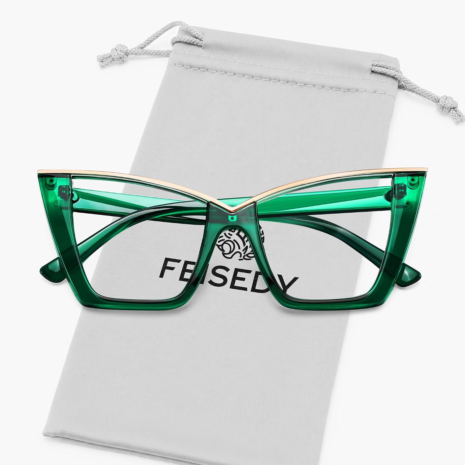 商品图片 67 | B0DGX4KTLX | FEISEDY Fashion Cat Eye Blue Light Blocking Glasses for Women Fake Retro Eyeglasses Oversized Stylish Eyewear Frame B0240