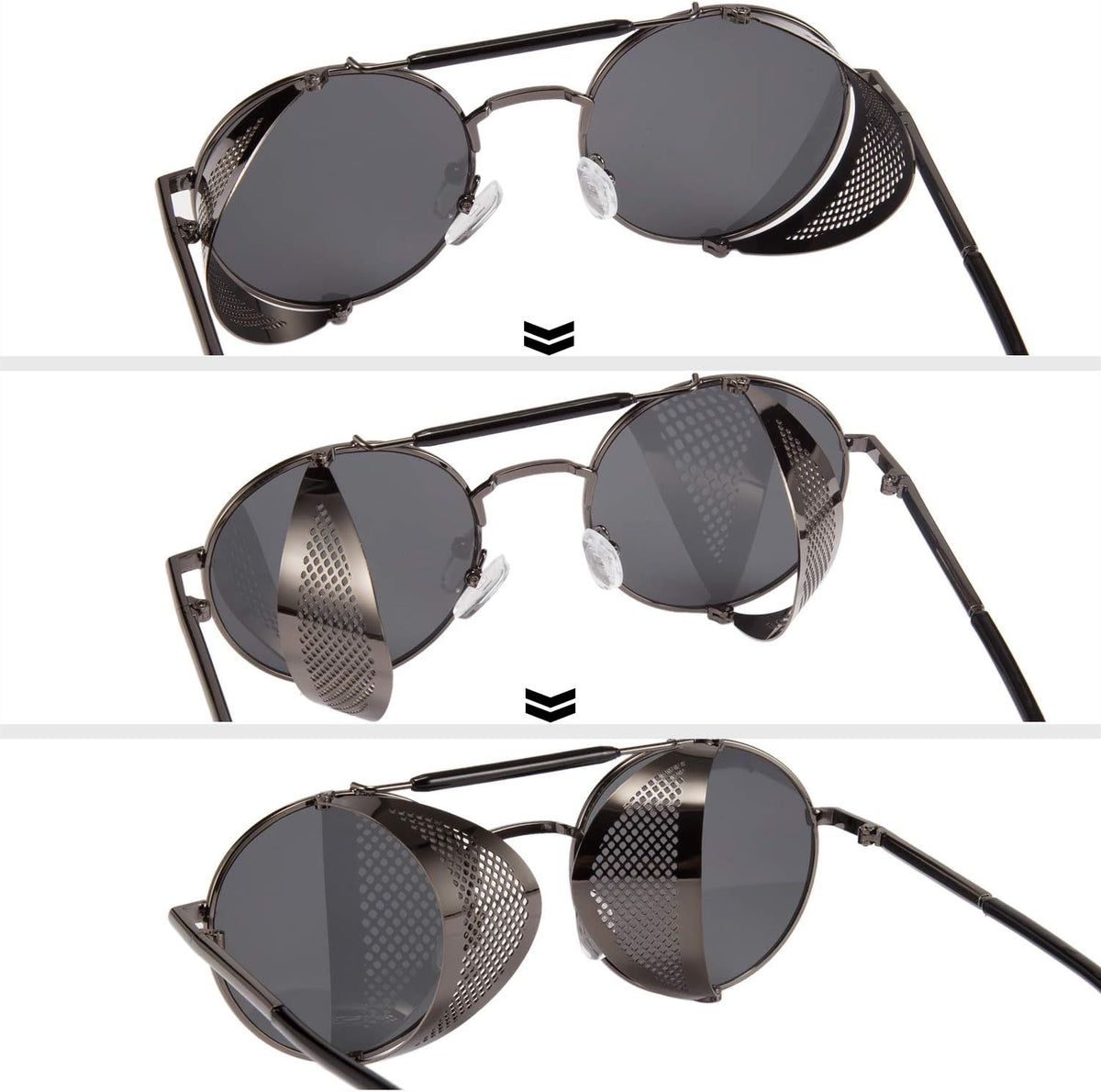 ÉÌƷͼƬ 19 | B09LYD9SW2 | FEISEDY Steam Punk Sunglasses for Men Women Side Shield Round Steampunk Vintage Glasses Shades B2518