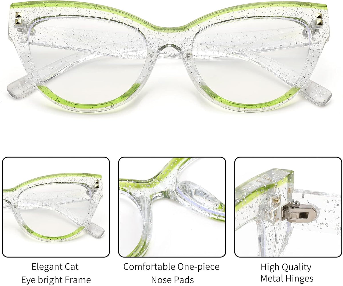 ÉÌƷͼƬ 4 | B0BB2D64DV | FEISEDY Women Oversized Blue Light Blocking Computer Glasses Fake Nerd Cat Eye Glasses Frame Anti Eyestrain B2323