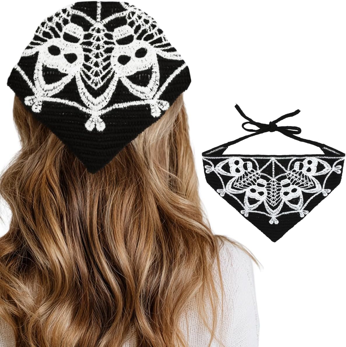 Halloween | B0FP53XVZ4 | Retro Skull Headband – Halloween Hair Accessories Black Gothic Hair Band with Spiderweb & Skull Design, Soft Stretchy