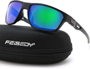 Black + Green Lens / Medium | B0GZTBZ9N3 | FEISEDY Sport Sunglasses Polarized UV400 Protection for Men Women B1389