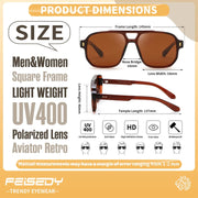 ÉÌƷͼƬ 30 | B0H79Y4V6B | FEISEDY Retro Aviator Square Polarized Sunglasses Women Men Trendy B0444