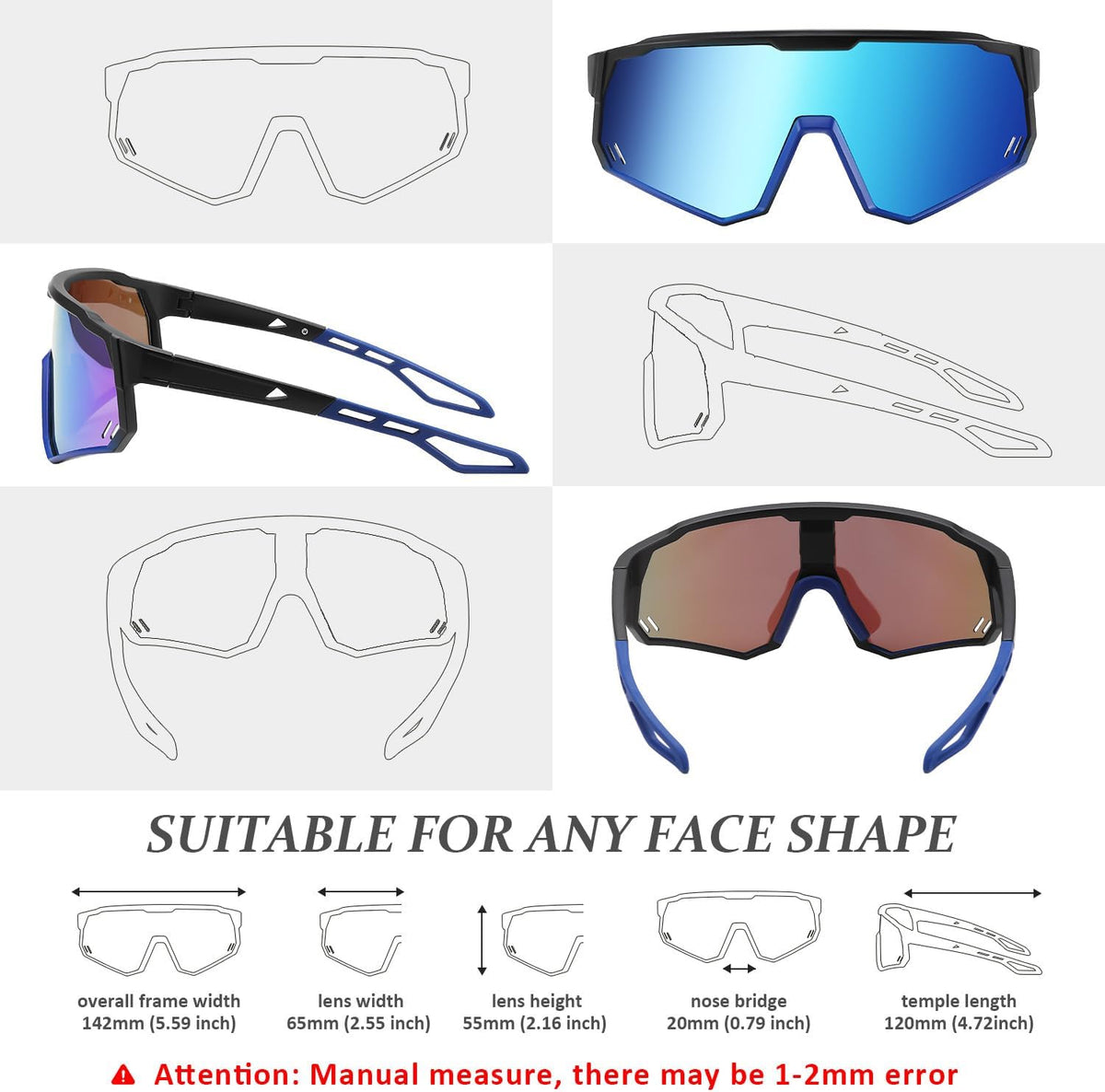 ÉÌƷͼƬ 29 | B0D78XVKSX | FEISEDY Polarized Cycling Glasses Sports Sunglasses, UV400 Protection Baseball Running Glasses for Men Women Youth B0180