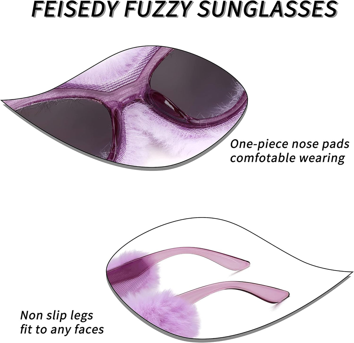 ÉÌƷͼƬ 36 | B09PN9V5N6 | FEISEDY Sunglasses Women Plush Fuzzy Soft Velvet Party Masquerade B2877